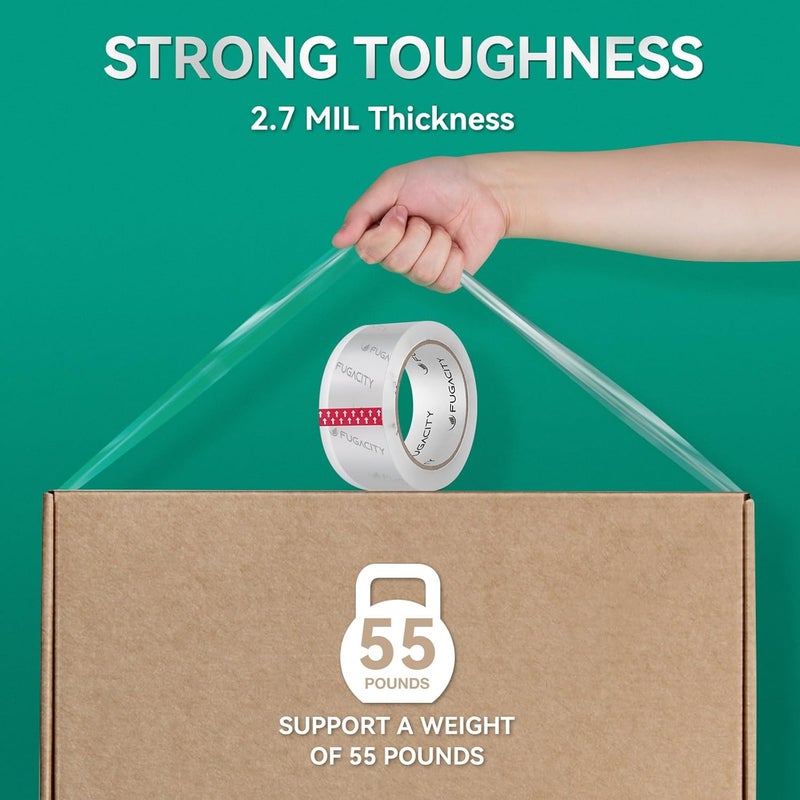 FugaCity Clear Packing Tape Refills (12 Rolls),Heavy Duty Packaging Tape for Moving Sealing, Moving Supplies Shipping Tape,2.7 Mil Thick, 2 in Wide,65 Yards Per Roll,Total 780 Yards - Image 3